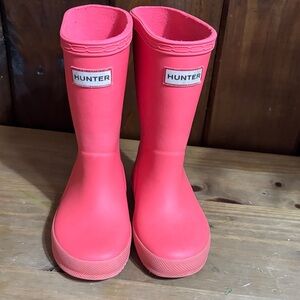 Hunter Kids Bright Orange/Pink Rain Boots